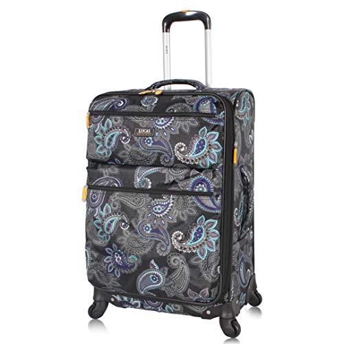 LUCAS Designer Luggage Carry On Collection - Expandable 20 Inch Suitcase - Durable Small Ultra Lightweight Bag with 4-Rolling Spinner Wheels (Diva)