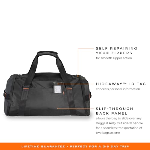 Briggs & Riley 27" Medium Upright Duffle - Checked Luggage for Travel, Suitcases with Wheels, Softside Rolling Bag for Men & Women, Self-Repairing Zipper - ZDX Collection, Black