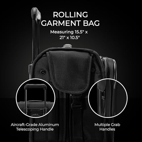 Briggs & Riley 21" Carry-On Wheeled Garment Spinner - Carry On Luggage for Travel, Suitcases with Wheels, Softside Rolling Bag for Men & Women, Built in Hook for Clothes - Baseline Collection, Black