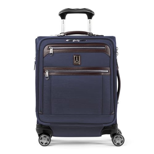 Travelpro Platinum Elite Softside Expandable Carry on Luggage, 8 Wheel Spinner Suitcase, USB Port, Men and Women, International, True Navy, Carry On 19-Inch