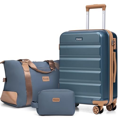 Eeeza Luggage Sets 3 Piece,Suitcases with Wheels,Carry On Luggage Set,ABS Hard Case Luggage with TSA Lock Spinner Wheels(3 Piece Sets,Blue(20"/DB/TB))