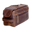 KomalC Premium Buffalo Leather Toiletry Bag for Men & Women – Leather Shaving Kit With Water resistant Lining, Premium Toiletry Travel Pouch, Unisex Wash Bag for Toiletries, Gifts for Men and Women