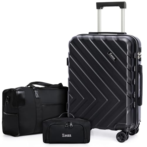 Eeeza Carry on Luggage Sets,Suitcases with Detachable Wheels,Hardshell 22x14x9 Airline Approved,Durable Travel Luggage Sets with Combination Lock,Carry on Suitcase(20"/DB/TB)