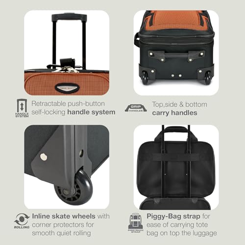 Travel Select Amsterdam Softside Expandable Luggage with Rolling Wheels, Orange, 25-Inch Medium