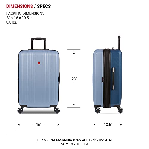 SwissGear Duet Expandable Luggage, Hard Shell Medium Luggage with Spinner Wheels