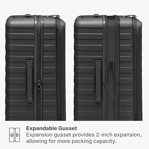 Traveler's Choice Novia Top Opening Expandable Polycarbonate Luggage with Spinner Wheels, Black, 25-Inch Medium