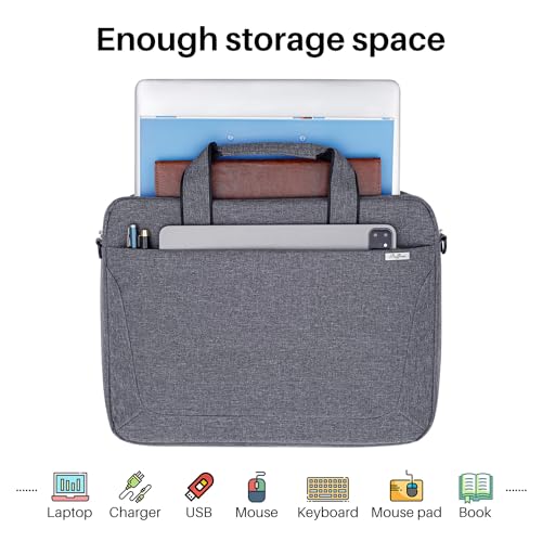 BAFFINA 15.6 16 Inch Laptop Shoulder Bag for Men Women,Waterproof Computer Carrying Case Messenger Bag with Strap,Laptop Briefcase for 14-15-16 Inch MacBook/Chromebook/Notebook Hp Dell Acer Asus,Grey