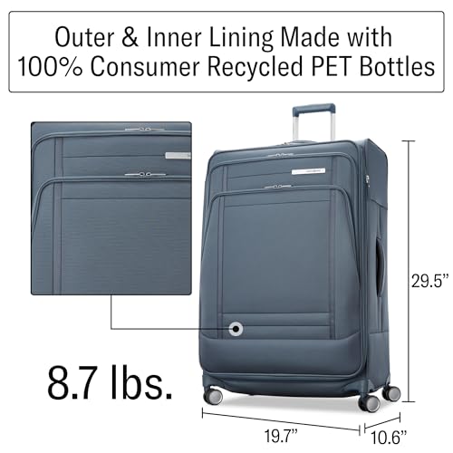 Samsonite UpLIFT Lightweight Large Checked Softside Luggage with Spinner Wheels - Expandable - Airline-Approved, Polyester Soft Suitcase for Ultra Light Travel - Elemental Blue