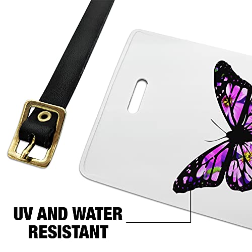 Butterfly with Flowers Luggage ID Tags Suitcase Carry-On Cards - Set of 2