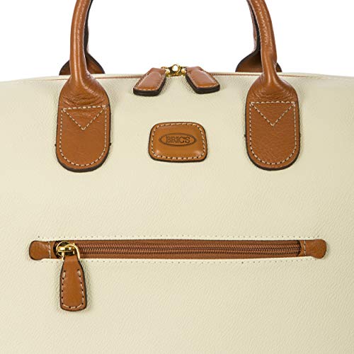 Bric's FIRENZE Cargo Duffel Bag - Luxury Travel Tote with Luggage Sleeve - Weekender and Travel Carry On Bags For Women and Men - Embossed PVC - 18 Inch, Cream