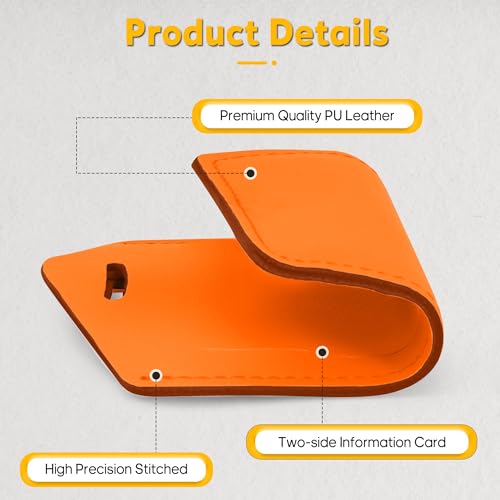 Travelambo 4 Pack Leather Luggage Tags for Suitcases Travel Labels Orange