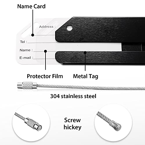 12 Pieces Luggage Tags Business Card Holder Aluminum Metal Travel ID Bag Tag for Suitcases Travel Luggage Baggage Identifier(Black)