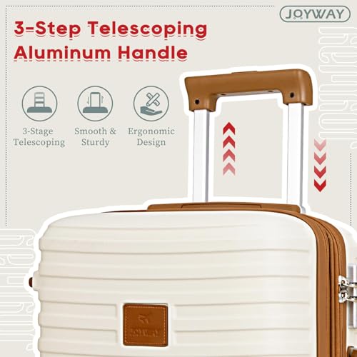 Joyway Expandable Carry on Luggage Sets Airline Approved Luggage Sets 3 Piece,Suitcases with Wheels, Lightweight ABS Hard Shell 20 Inch Suitcase with TSA Lock Spinner Wheels (Carry on luggage，White)