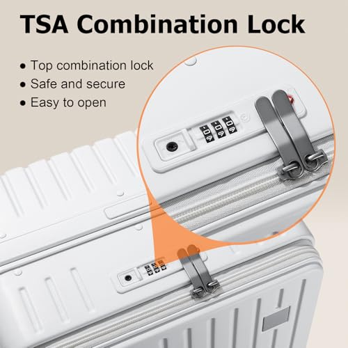 Joyway Hardshell Carry on Luggage with Front Pocket, Lightweight Hardside 20 Inch Suitcase with Spinner Wheels and TSA Lock (White, Carry on Luggage-20 Inch)