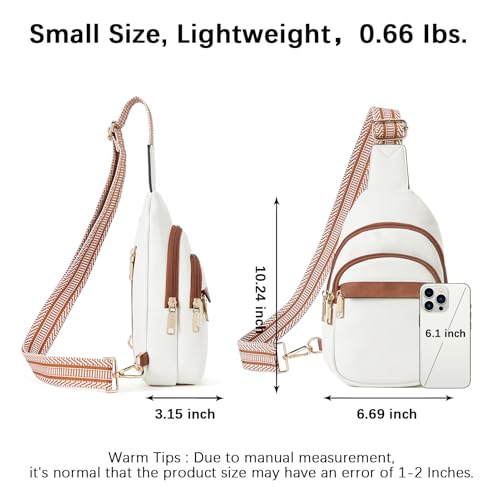 BOSTANTEN Small Sling Bag for Women Leather Crossbody Bags Fanny Pack Chest Bag for Travel, Beige