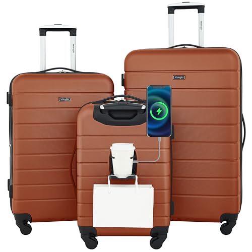 Wrangler Smart Spinner Hardside Luggage, 3 Piece Set, Burnt Orange