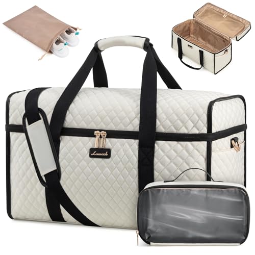 LOVEVOOK Travel Duffle Bag, Weekender Bags For Women, Carry On Duffel Bags For Airplanes, Overnight Bag Hospital Bag for Labor and Delivery, Yoga Gym Tote with Wet Pocket, 3Pcs Set