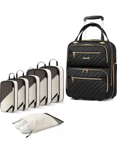 LUGGEX Underseat Carry On Luggage and 6 Set Packing Cubes Bundle – Travel Essentials