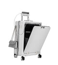 feilario Aluminium Frame PC Hard Shell Spinner Wheels Luggage,20.8"X15"X8.7 Airline Approved Built-In TSA lock Carry on Suitcase, with Cup Holder, USB Port, Phone Holder