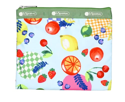 LeSportsac Fresh Fruit Deluxe Everyday Crossbody Bag + Cosmetic Bag, Style 7507/Color E840, Whimsical Sunkissed Artfully Arranged Fruit, Vibrant Juicy Oranges, Lemons & Limes, Sweet Cherries & Berries