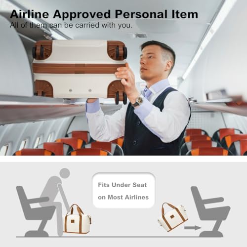 Kono Luggage Set 4 Piece Carry On Hardside Luggage with TSA Lock Spinner Wheels Lightweight PC+ABS Carry On Suitcase Cream White