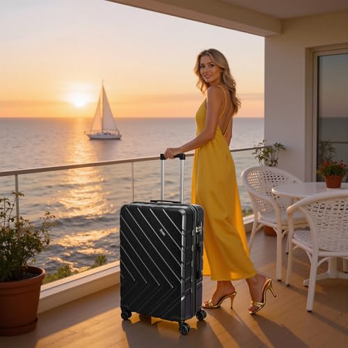 Eeeza Luggage Sets 5 Piece,Suitcases with Wheels, Hard Case Luggage with Detachable Spinner Wheels,Carry On Luggage Set (5 Piece Sets (20"/24"/28"/DB/TB))