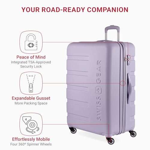 SwissGear 7366 Signature Hardside Expandable Luggage with Spinner Wheels, TSA Lock, Evening Haze, Checked-Large 27-Inch