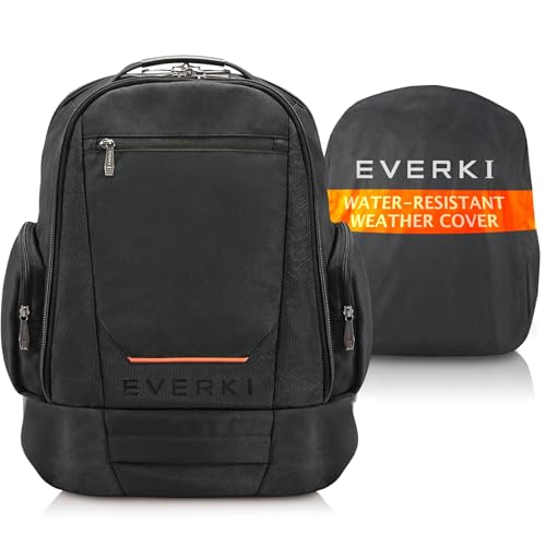 EVERKI ContemPRO 117 42L Laptop Backpack – Business Travel Backpack Carry On Flight Approved for Gaming Laptop & Travel Essentials with Water-Resistant Rain Cover, Fits Laptops up to 18.4" – Black