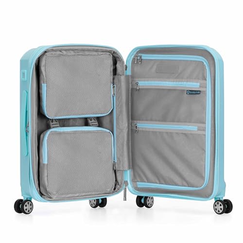 Traveler's Choice Pagosa Hardshell Expandable Luggage with Spinner Wheels, Baby Blue, 22-Inch Carry-on
