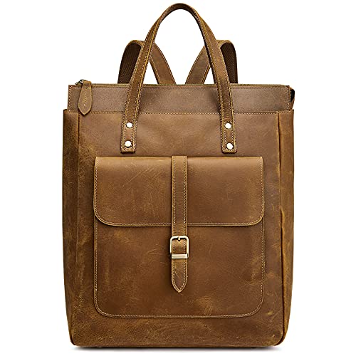 S-ZONE Women Genuine Leather Backpack Purse Retro Top-handle Bags Vintage Totes Casual Daypack