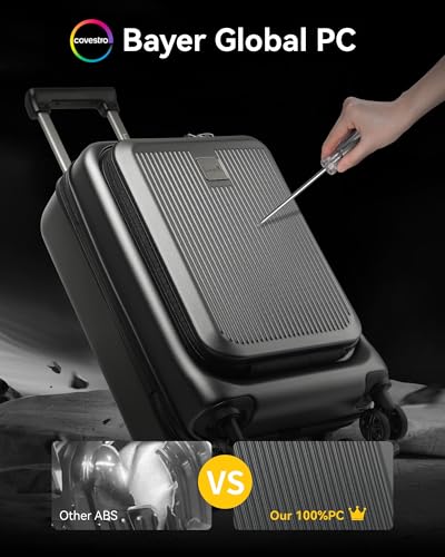 Carry on Luggage 22x14x9 Airline Approved, LTB PC Hard Shell Suitcase with Front Pocket, Expandable Luggage with USB Port (FX-Lite, Teal, 20 Inch, 37L-42L)