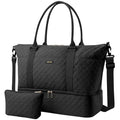 HOTOR Travel Duffel Bag - Weekender Bags for Women, Gym Tote Bags with Shoe Compartment, Carry On Overnight Bag with Toiletry Bag for Travel Essentials and Travel Accessories, Black, 13.4"×17.3"×7.9"