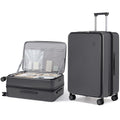 mixi 24 Inch Large Expandable Checked Luggage PC Hard Shell Suitcase Top Opening Rolling Travel Suitcases with Spinner Wheels & TSA Lock, Rock Gray