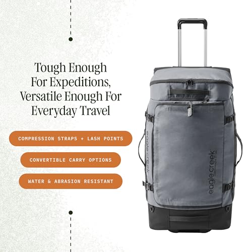 Eagle Creek Cargo Hauler XT Wheeled Duffel - Wheeled Backpack Duffel - Deployable Backpack Straps - Lockable U-Lid & Easy Access Compartment - 32" - Charcoal