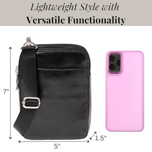 Modern Take Two RFID Crossbody - 5"x7" Lightweight Small Phone Wallet Crossbody Bag - Nylon Travel Purse