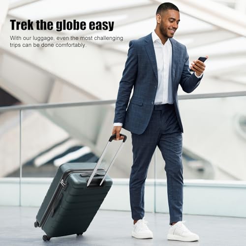 Coolife Luggage Suitcase Carry-on Spinner TSA Lock USB Port Expandable (only 28’’) Lightweight Hardside Luggage (Teal Blue, L(28in))