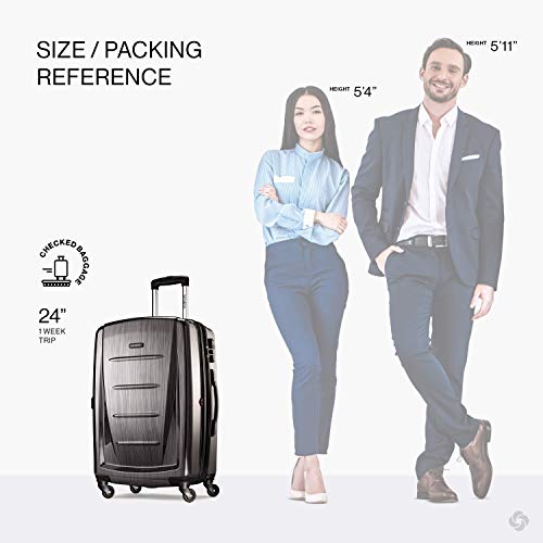 Samsonite Winfield 2 Hardside Expandable Luggage with Spinner Wheels, Charcoal, Checked-Medium 24-Inch