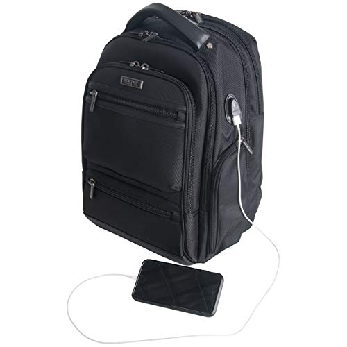 Kenneth Cole Reaction ProTec Travel Business Backpack 17" Laptop Computer TSA Checkpoint-Friendly Bookbag With USB Port, Black