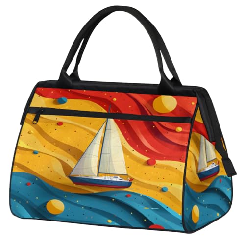 TropicalLife Nautica Sailboat Weekender Bags for Women Men, Travel Duffel Bag Waterproof Carry On Overnight Luggage Bag for Traveling, Airplanes, Yoga