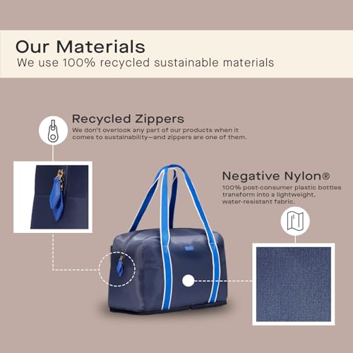 Foldable Duffle Bag for Travel | Lightweight, Water-Resistant Carry On Bag | Sustainable and Durable Nylon, Scuba Navy
