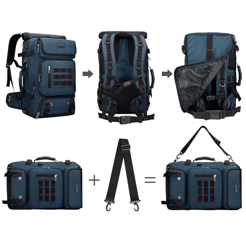 WITZMAN Carry on Travel Backpack for Men Women Airline Approved Convertible Nylon Duffle Backpack Luggage Bag (B682 Blue)