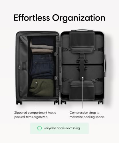 Solgaard Check-In Lite Suitcase - Hard-Shell 28.3" Travel Luggage (Black)