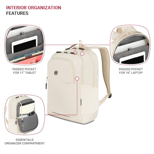 SwissGear Orientation Laptop Backpack, Sandshell, 17"x12"x7"