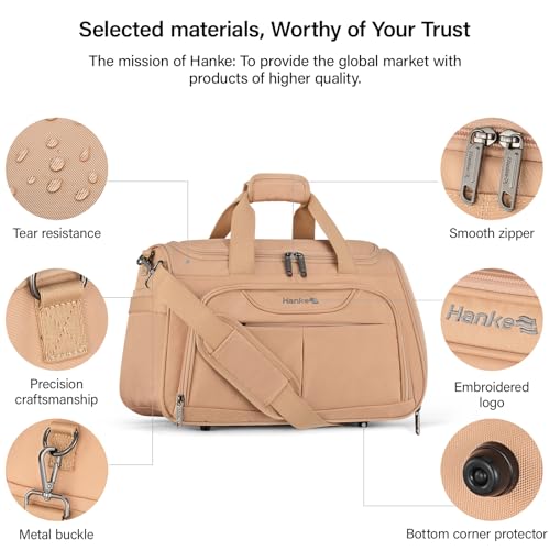 Hanke Foldable Underseat Carry On luggage Bag, Travel Tote Bag for Women & Men, Personal Item Travel Bag Softside Lightweight Luggage Bags for Travel Flight Crew Overnight Weekender.（Pink）