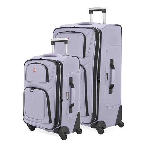 SWISSGEAR Sion Softside Expandable Spinner Luggage Durable Lightweight Travel Suitcase, Evening Haze, 2-Piece Set (Carry-On/Large)