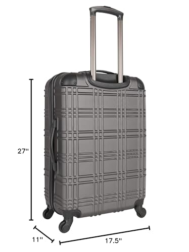 Ben Sherman Nottingham Lightweight Hardside 4-Wheel Spinner Travel Luggage, Charcoal, 24-Inch Checked