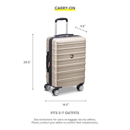 DELSEY PARIS Margot Hardside Luggage, Dual Wheel Spinners for Smooth Travel, Expandable with Spacious & Organizable compartments, Men and Women, Gold, Carry-On 20-Inch