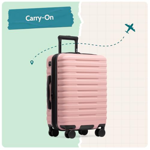 U.S. Traveler Boren Expandable Hardside Rugged Travel Luggage with 8 Spinner Wheels, Rose Pink, Carry-on 22-Inch