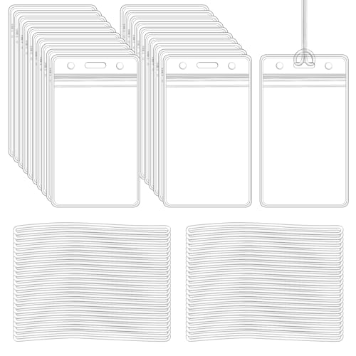 10 Pack Clear Plastic Luggage Bag Tag Holder Badge Label Tag Holder with 10 Pack Luggage Loops Straps for Office Business Travel Supplies