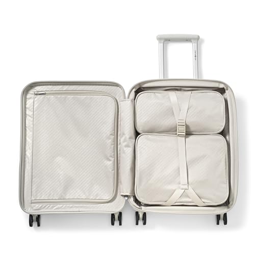 Samsonite Paralux Global Carry-On Luggage - Innovative Design - Quick Access Front Pocket - Dual Suspension Wheel Technology - TSA Lock - Expandable - Includes Removable Packing Cubes - Stone Grey